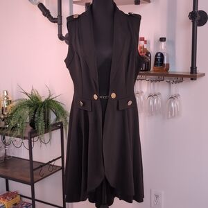 Sophisticated Trende Sleeveless Blazer Mini Dress in Onyx Black Office Siren